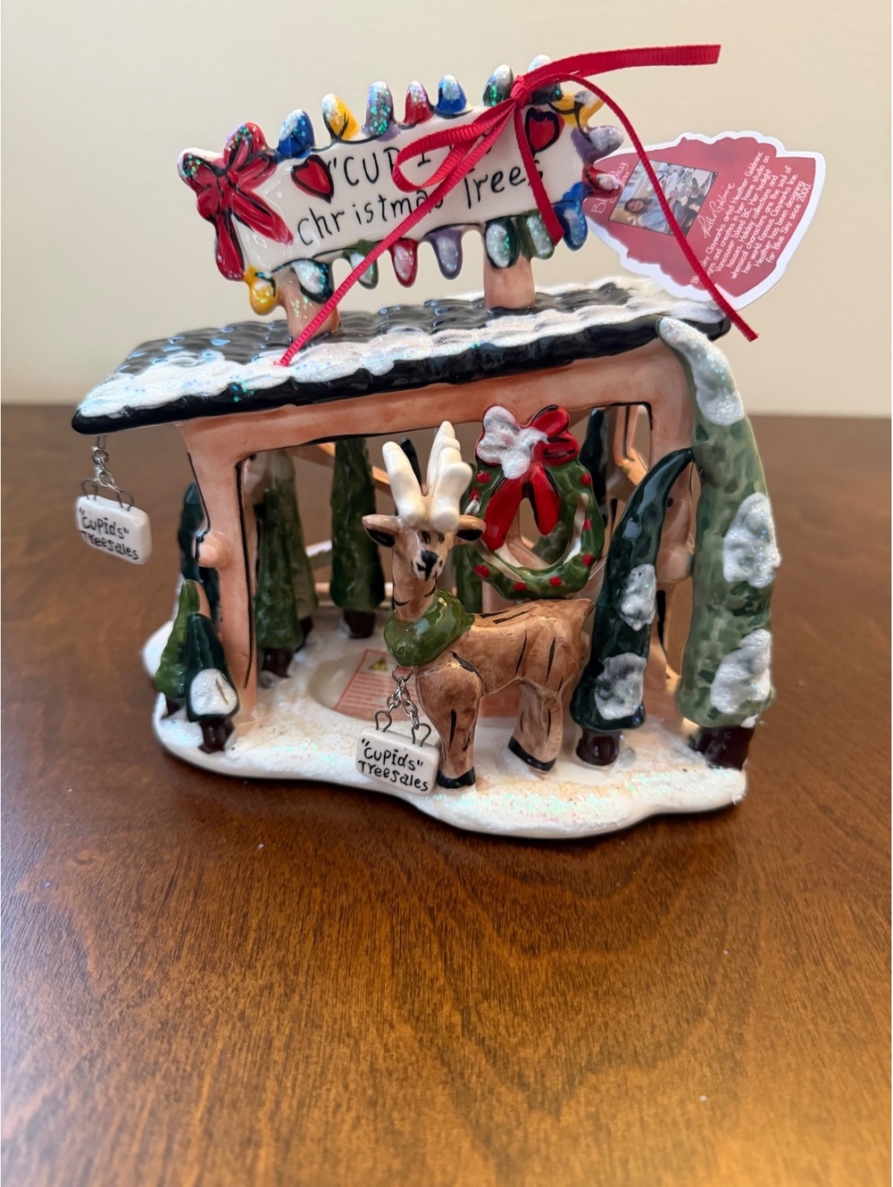 Cupid's Christmas Trees Candle House Ceramic Holiday Decor